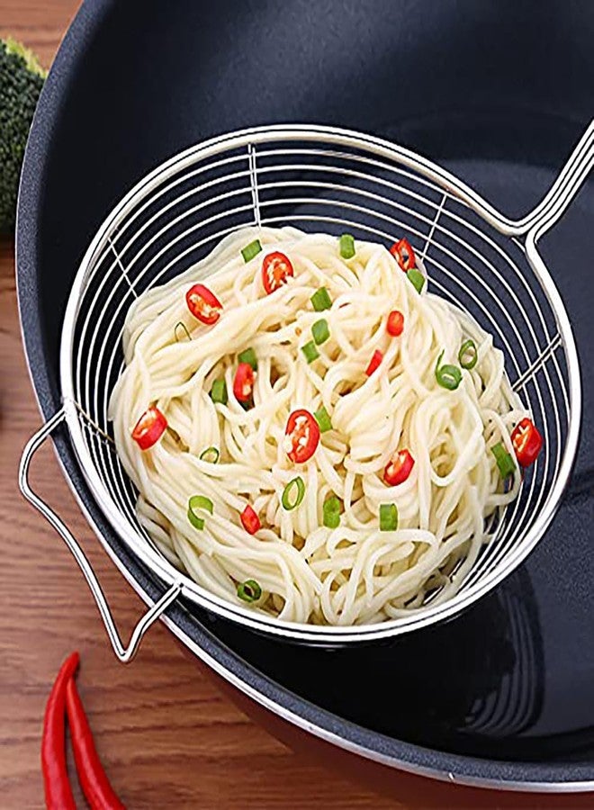 TOP TRICK Stainless Steel Deep Fry Strainer Puri Jhara Skimmer Strainer (Blue strainer-16cm) - Image 2